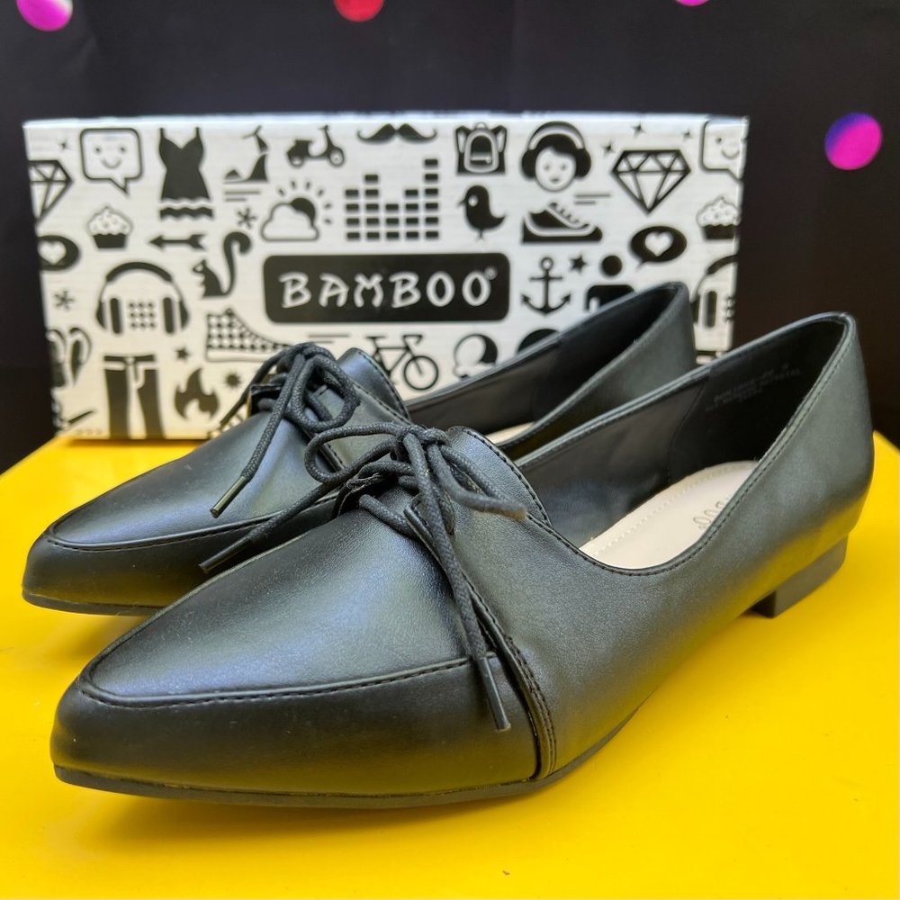 BAMBOO BONJOUR-09 Black Oxford Flat